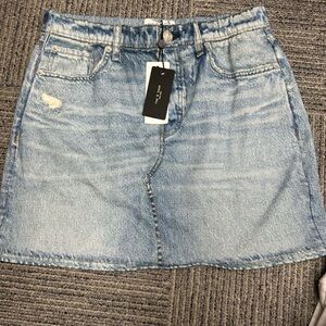 rag and bone Light Blue PRINTED SWEATPANT Denim Mini Skirt